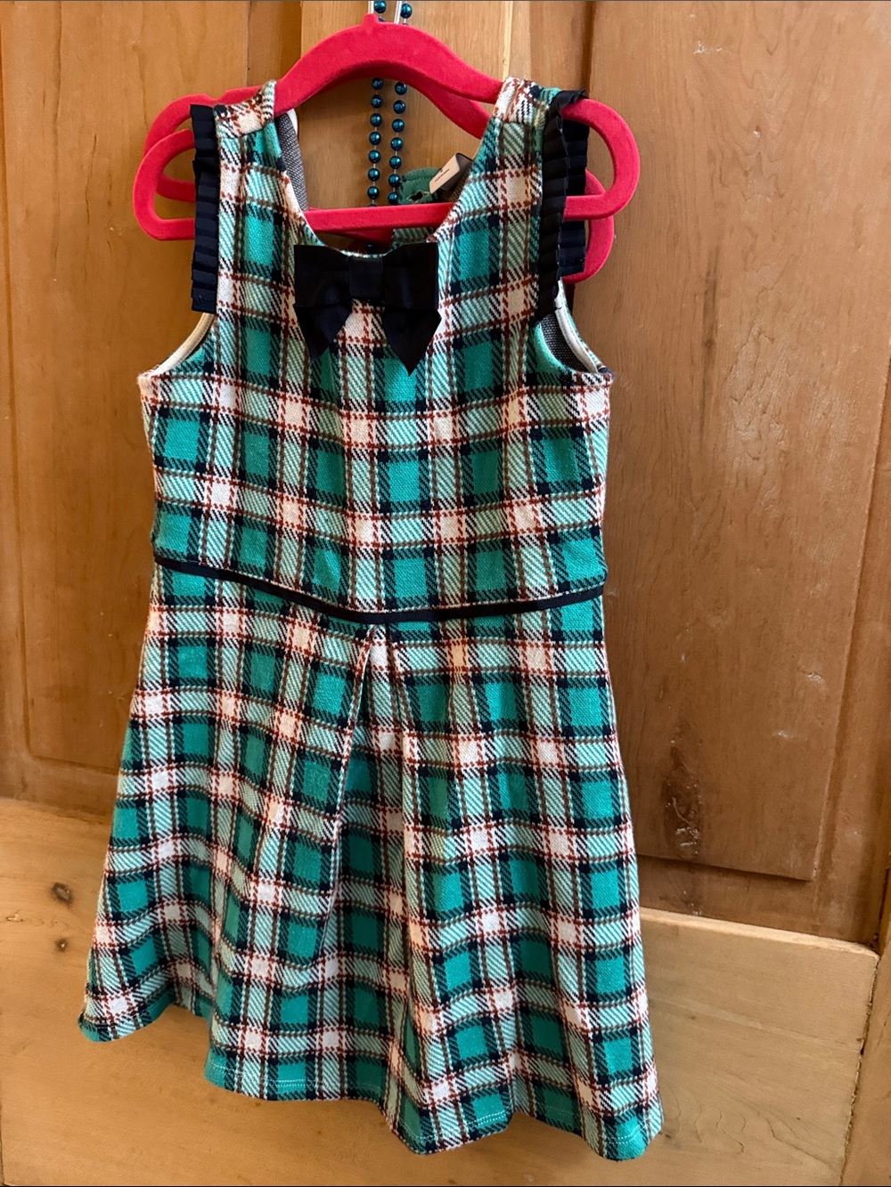 Janie and Jack Teal Plaid Bow Fit-and-Flare Dress